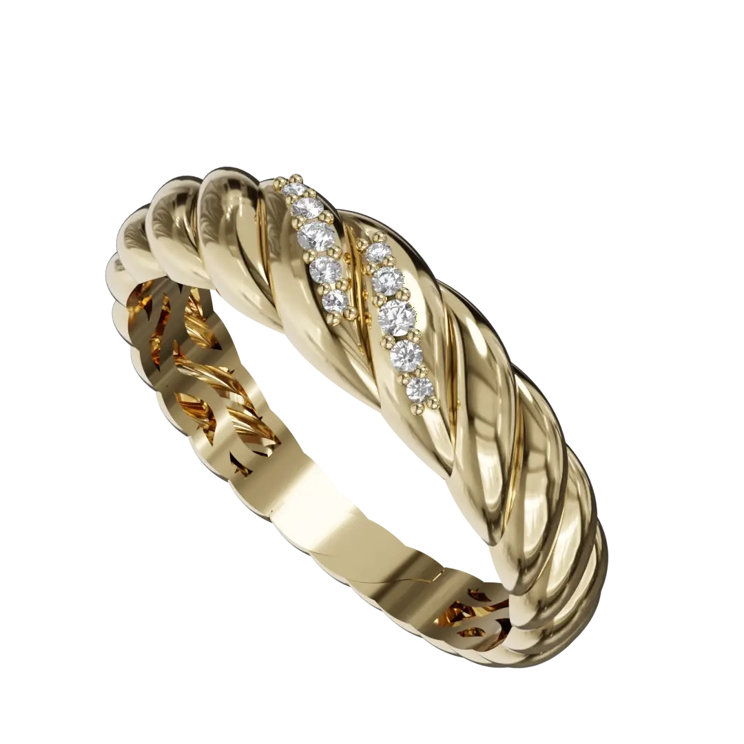 Yüzüğün spiral motifi doğanın karmaşık desenlerini anımsatıyor, büyümeyi ve dönüşümü simgeliyor. Şık, cilalı yüzeyi ışığı muhteşem bir şekilde yansıtarak her açıdan dikkat çekmesini sağlar. İster tek başına ister başka parçalarla birlikte takılmış olsun, Benzersiz Burgu Altın Yüzük sonsuz çok yönlülük sunarak onu her türlü mücevher koleksiyonuna mükemmel bir katkı haline getiriyor.