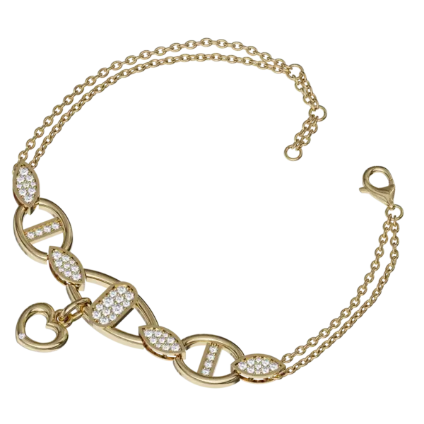 Elegant heart charm design Sparkling diamond accent High-quality, durable materials Adjustable chain for a perfect fit Ideal for gifting or everyday wear