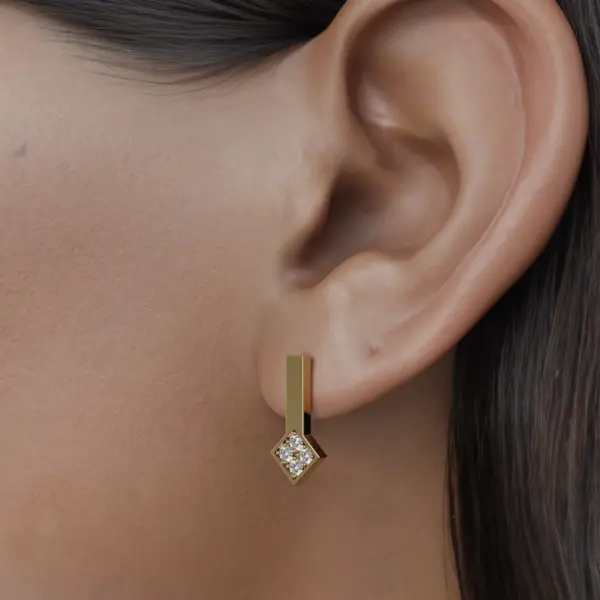 The gold earring tells a story, as if it carries whispers of secrets shared between friends. Flowing lines and delicate details create sparkling appeal, making them perfect for both casual outings and elegant evenings. As you wear these, you will feel a connection to the depths of creativity and personal expression; You will ensure that these earrings are not just an accessory, but also a reflection of your unique soul.