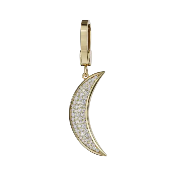 Introducing our exquisite Diamond Gold Moon Jewelry, where celestial beauty meets timeless elegance. Crafted with precision, this stunning collection features a delicate moon design adorned with shimmering diamonds, set in radiant gold. Versatile and enchanting, these pieces can be effortlessly incorporated into necklaces, earrings, and bracelets, making them the perfect addition to any jewelry ensemble. Whether worn for a special occasion or as an everyday adornment, this jewelry will elevate your style with a touch of sophistication and a hint of whimsy. Embrace the charm of the night sky and let the allure of the moonlight shine through with this captivating jewelry collection.