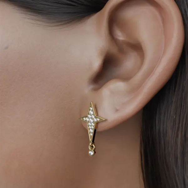 "Immerse yourself in the enchanting allure of the cosmos with our exquisite earrings, inspired by the celestial serenade of the night sky. Just as the song of the stars wraps the world in a mesmerizing twilight, these earrings are designed to envelop you in a captivating beauty that radiates elegance and wonder. Let their shimmering presence be your own harmonious embrace, a reminder of the magic that resides both above and within."