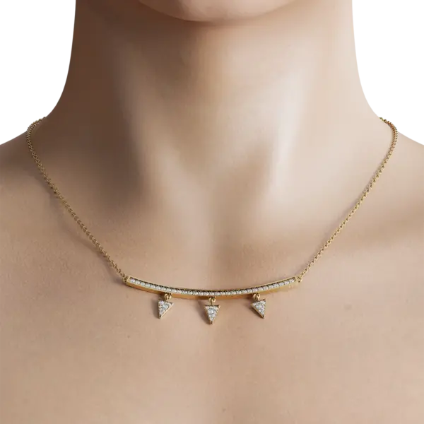The geometric silhouette reflects a sense of balance and harmony, making it a timeless accessory for any outfit; Hanging on a delicate, adjustable chain, this necklace fits perfectly, making you feel as great as you look.