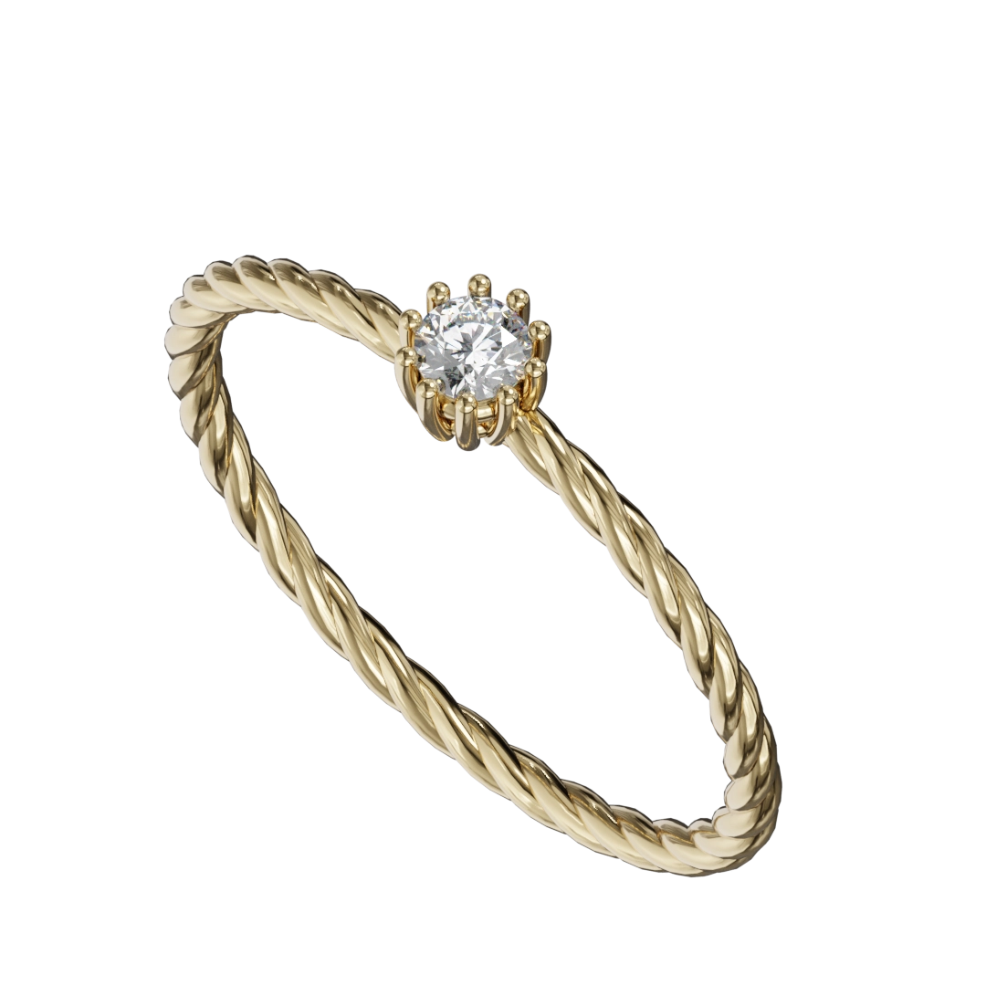 At the heart of this captivating design lies a dazzling diamond, expertly set to maximize its brilliance and sparkle. The diamond represents the purity of your intentions and the promise of a future together. Its understated elegance ensures that this ring can be worn with ease, whether as an everyday piece or for special moments.