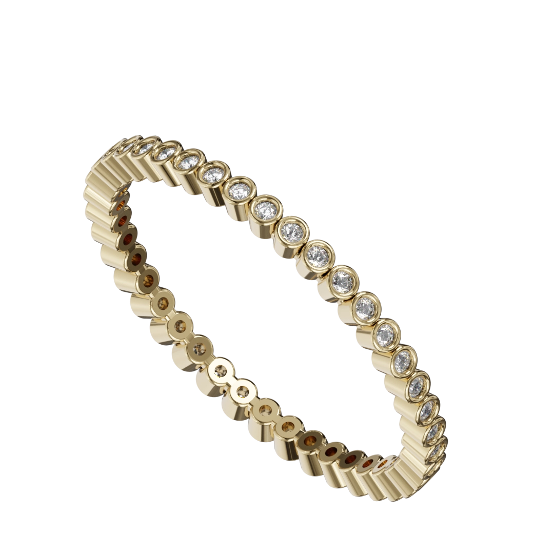 Its sleek, contemporary silhouette is designed to fit comfortably on any finger, while the artisanal craftsmanship ensures durability for a lifetime of wear. Whether worn alone or paired with your engagement ring, this band is a true statement piece that reflects your individual style and the uniqueness of your love. Celebrate your union with a ring as one-of-a-kind as your journey together. Perfect for those who appreciate the beauty in simplicity and the strength in uniqueness.