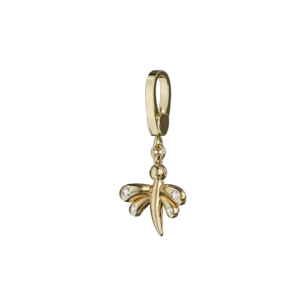 Elevate your jewelry collection with our enchanting gold dragonfly charms adorned with shimmering diamonds. Versatile and captivating, these exquisite charms can be elegantly featured in necklaces, earrings, and bracelets, adding a touch of whimsy and sophistication to any ensemble. Each dragonfly symbolizes transformation and adaptability, while the dazzling diamonds infuse the charms with an aura of sparkle and elegance. Embrace the positive energy of these delightful charms, as they are believed to bring abundance, luck, and a dash of magic to your life. Whether worn alone or combined with other pieces, these gold dragonfly charms are the perfect statement of style and serenity.