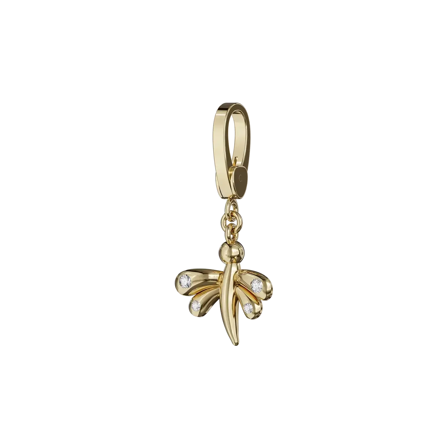 Elevate your jewelry collection with our enchanting gold dragonfly charms adorned with shimmering diamonds. Versatile and captivating, these exquisite charms can be elegantly featured in necklaces, earrings, and bracelets, adding a touch of whimsy and sophistication to any ensemble. Each dragonfly symbolizes transformation and adaptability, while the dazzling diamonds infuse the charms with an aura of sparkle and elegance. Embrace the positive energy of these delightful charms, as they are believed to bring abundance, luck, and a dash of magic to your life. Whether worn alone or combined with other pieces, these gold dragonfly charms are the perfect statement of style and serenity.