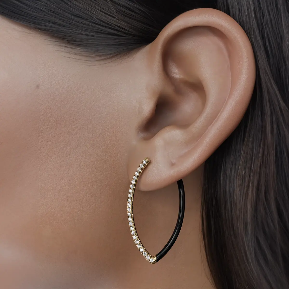 Experience the elegance of nature with stunning Enameled Diamond Leaf stylized earrings. These exquisite works of art capture the delicate beauty of a leaf and showcase its natural structure. It has a vibrant enamel finish that sparkles with rich colours, and sparkling diamonds are carefully placed to add a touch of luxurious shine to the design.