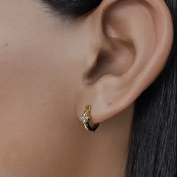 Introducing our Elegant Hoop Earrings, a stunning accessory that effortlessly blends sophistication with a touch of nature-inspired beauty. Each hoop features four delicately set small stones, meticulously chosen for their radiant colors and unique textures. The graceful curvature of the hoops highlights the gemstones, allowing them to catch the light beautifully and create a captivating shimmer with every movement.