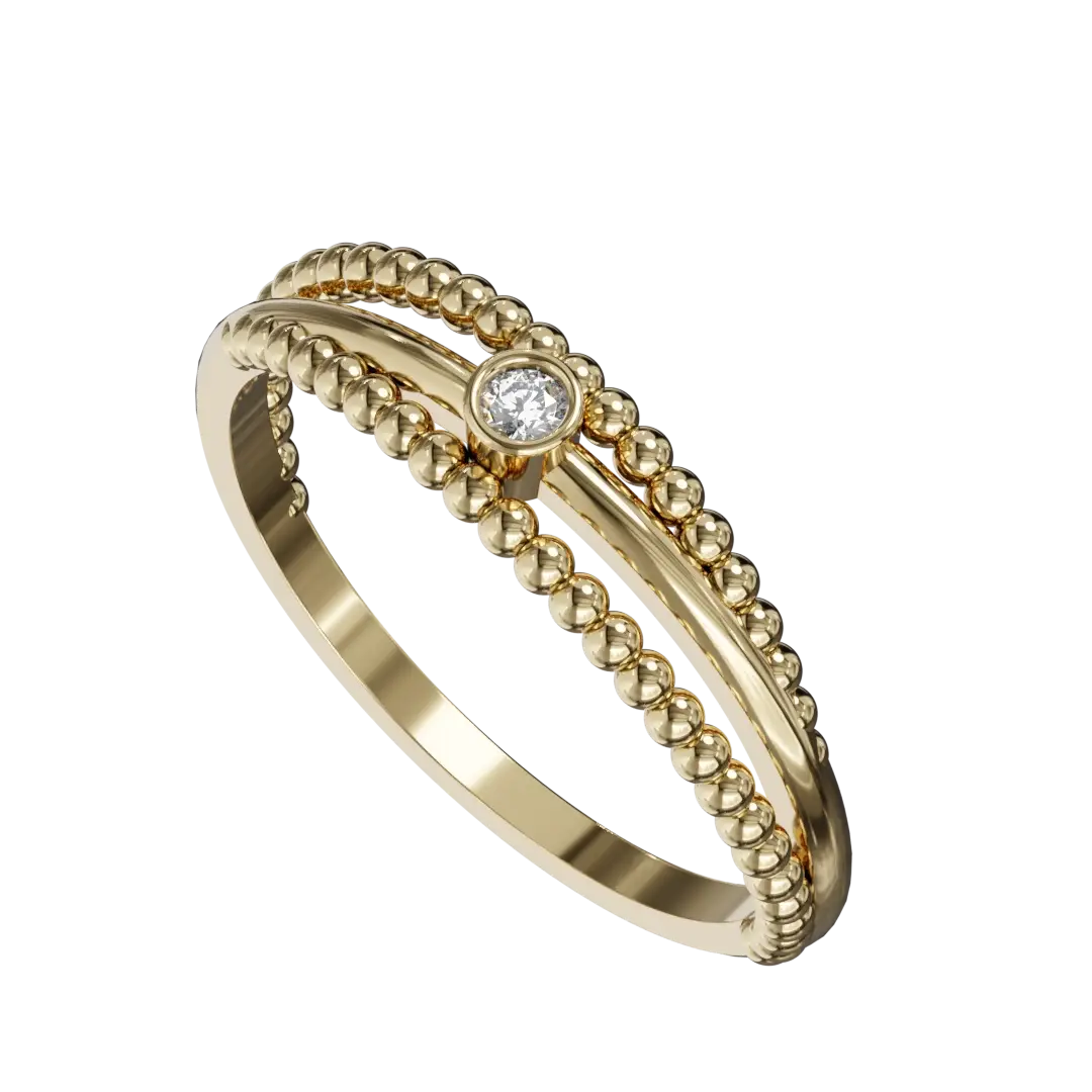 The warm hue of the gold beautifully complements the diamonds, enhancing their sparkle while adding a touch of timeless sophistication. The unique design may incorporate intricate patterns, twisted elements, or a one-of-a-kind setting, ensuring that your wedding band is as special as your love story.