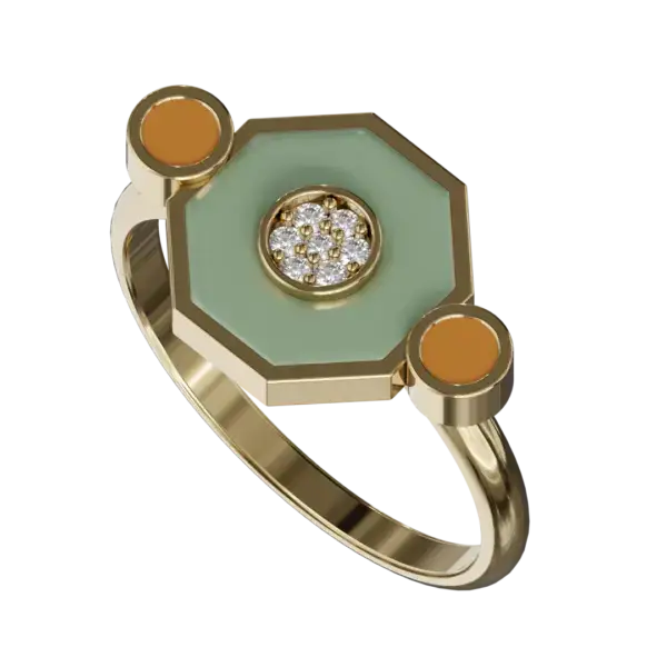 The warm, warming temperatures of the high-quality gold beautifully complement the center impact diamond, expertly set to maximize its brilliance. This ring embodies elegance and sophistication, making it the perfect statement piece for any occasion, from casual outings to formal events.